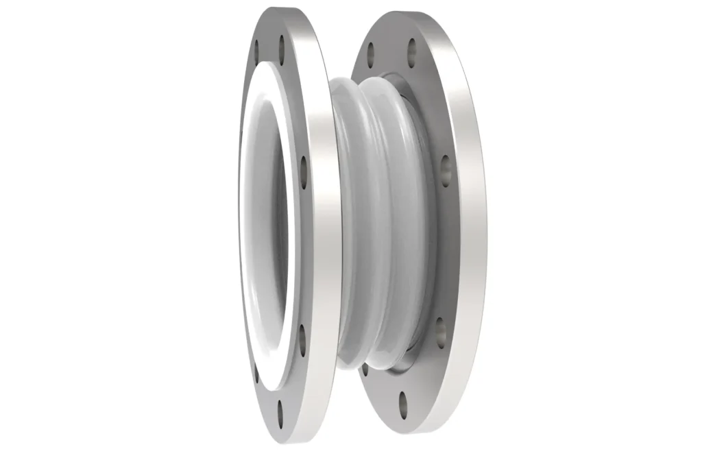Wielogarbny kompensator teflonowy Metal-Gum do instalacji z medium agresywnym